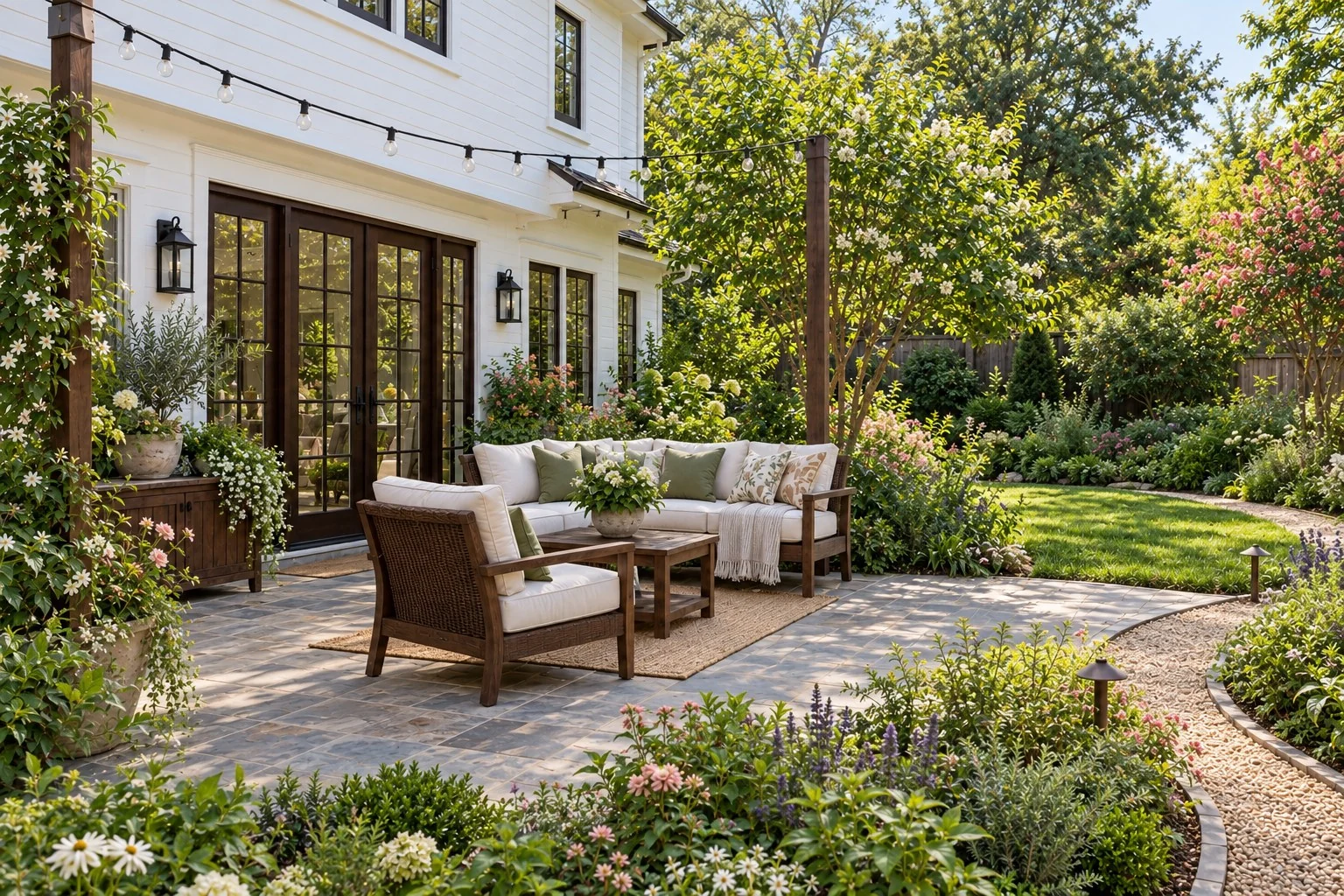 Garden concept: A lush garden, beautiful by day