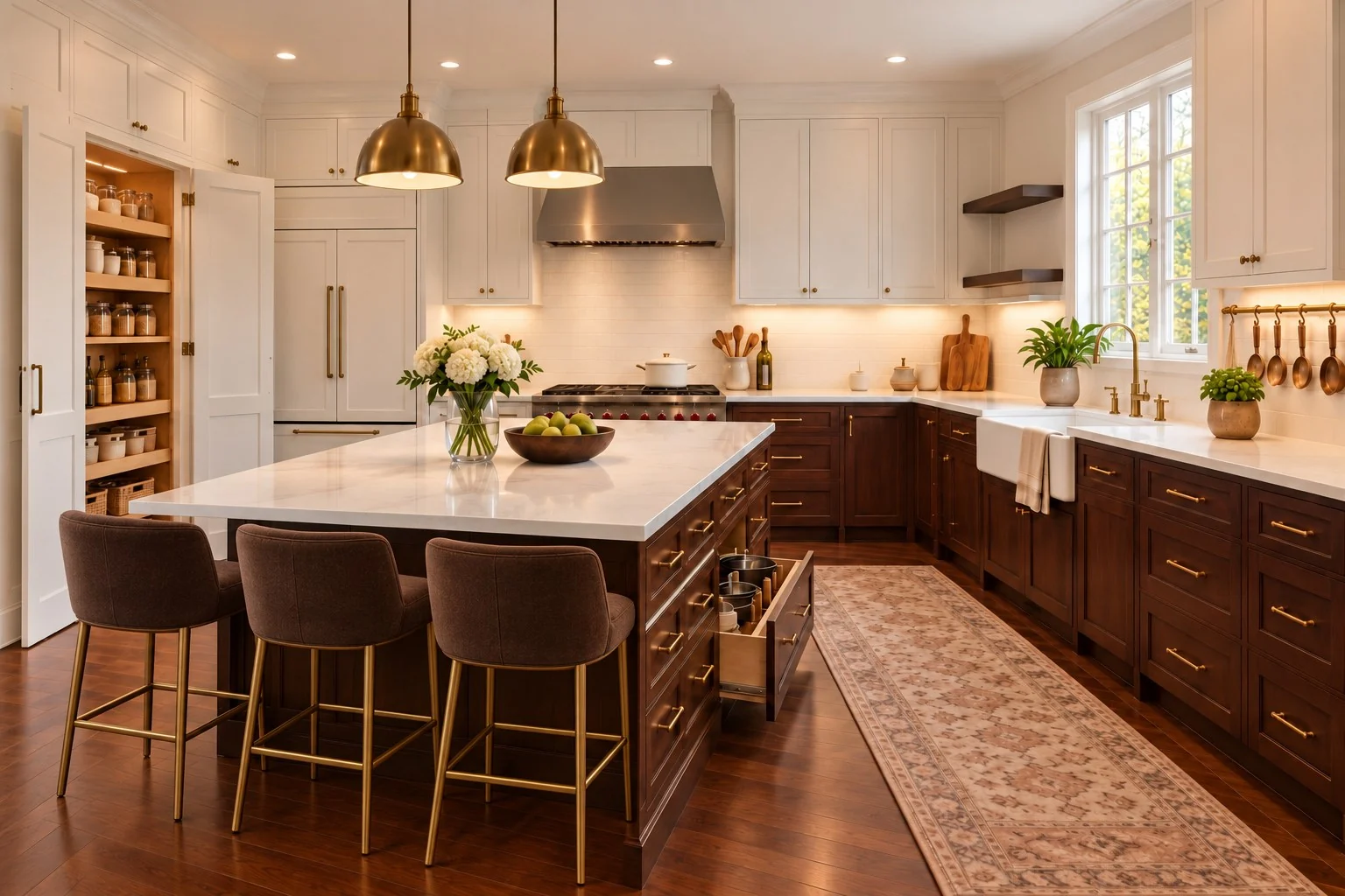 Kitchen concept: An organised pantry and useful deep drawers